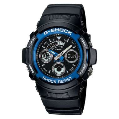 Jam Tangan Pria Casio G-Shock AW-591-2ADR Men Black Digital Analog Dial Black Resin Band -