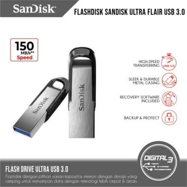 Flashdisk Sandisk Ultra Flair CZ73 USB 3.0 Drive 16GB 32GB 64GB 128GB 16GB