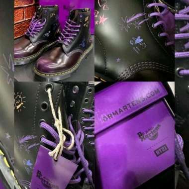 SEPATU DOCMART DR MARTENS X BT21 BTS ARMY 1461 BLACK SMOOTH PURPLE NEW ORIGINAL SIZE 36 - 45