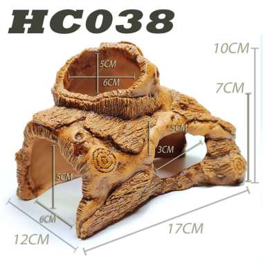 HC037 HIDING CAVE TREE LOG BATANG POHON KAYU TEMPAT SEMBUNYI REPTILE KURA KURA DARAT TORTOISE SULCAT