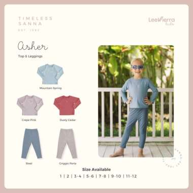 Lee Vierra Unisex Asher Long Sleeve & Legging, Baju Renang Anak 1-2Y Grigio Perla Legging
