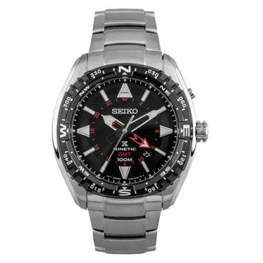 Jam Tangan Pria Seiko Prospex SUN049P1 Land Kinetic GMT Black Dial Stainless Steel Strap -
