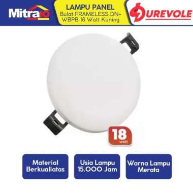Durevole Lampu Panel Bulat Tanpa Bingkai Frameless DN-WBPB 18 Watt Kuning