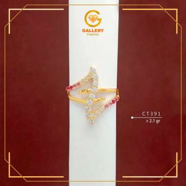 CINCIN EMAS ASLI KADAR 375 (8K) KODE CT 391 MODEL CINCIN PETIR ATAU ZIG-ZAG FLASH