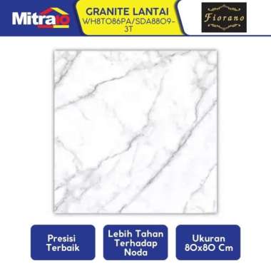 Fiorano Granit Lantai Porselen 80x80 Putih Motif Marble Glazed Polished WH8T086PA