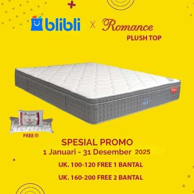 Romance Bonnel Plushtop Kasur Springbed [Matress Only] (Free Bantal) 120 x 200 -