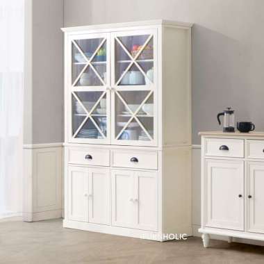 iFURNHOLIC Lauren Glassdoor Buffet I Lemari Pajangan Kaca Klasik | Buffet Display Kaca Penyimpanan P