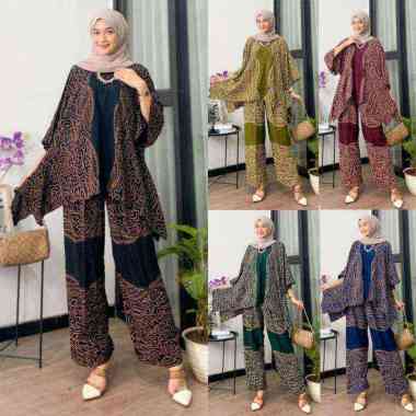 AFAREEN - Daster Setelan Waka Waka Homedress Daster Set Rayon Tebal One Set Tie Dye Set Celana MARON
