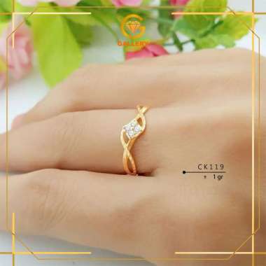 CINCIN EMAS ASLI KADAR 300 (6K) DAN 375 (8K) BENTUK RING AKAR MATA SATU KODE CK 119 375/8K