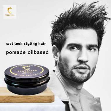 Minyak rambut cowok terlihat basah pomade najpra oilbased penghitam uban 150 Gram