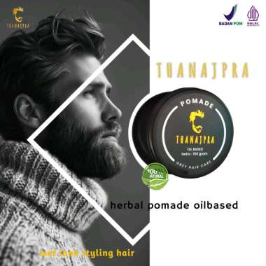 Minyak rambut cowok terlihat basah pomade najpra oilbased penghitam uban 60 Gram