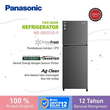 Panasonic NR-BB251Q-P Kulkas Inverter 2 Pintu [246 L] - Gray