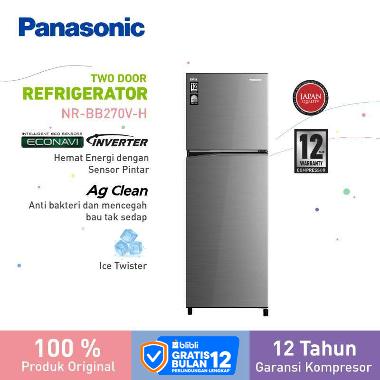 Panasonic NR-BB270V-H Kulkas Inverter 2 Pintu [266 L] - Gray