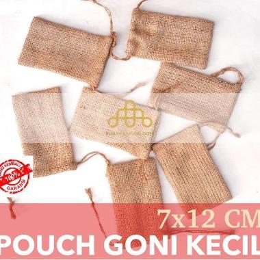 Pouch Goni Kecil 7x12 cm - Kantung Rami Rustic - Kantong Koin Unik - Burlap Pouch