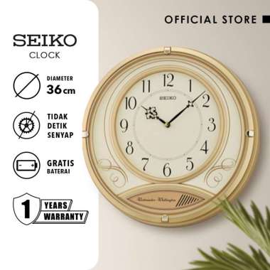 Jam Dinding Seiko QXD213G Quartz Dual Chimes 36cm Gold Original