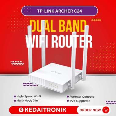 Router Wireless TP-Link ARCHER C24 AC750 Dual Band 300Mbps- ARCHER C24 Tplink Wifi Router