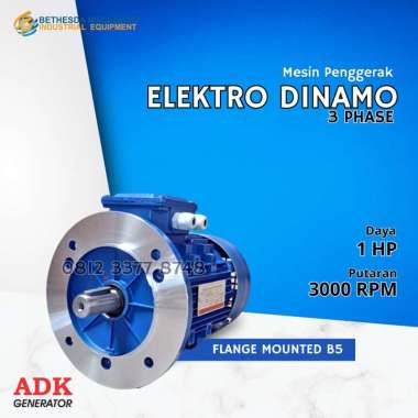 Mesin Dinamo Motor Electro Listrik 1 Hp 750 Watt Flange Mounted 3 Phase 2 Pole 3000 RPM