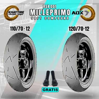 Sepasang Ban Motor Vespa Matic - ADX MILLEPRIMO 110/70 & 120/70 Ring 12 Tubeless
