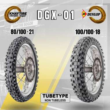 Sepasang Ban Motor TRAIL/CROSS - DUNLOP DGX-01 80/100 Ring 21 & 100/100 Ring 18 Non Tubeless