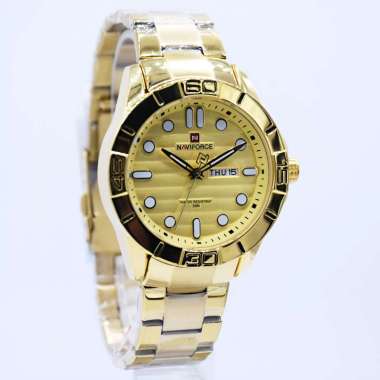 Naviforce 9198 Jam Tangan Pria Analog Original Stainless Steel Gold