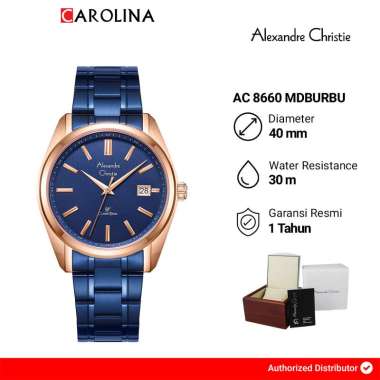 Jam Tangan Pria Alexandre Christie AC 8660 MDBURBU Blue Dial Blue Stainless Steel Strap