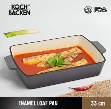 KOCH&BACKEN Cast Iron Enamel Square Loaf Pan 33cm Grey-Baki Kotak