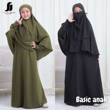 Afhadahijrah - Gamis anak perempuan set cadar poni niqab arab BASIC terbaru baju dan hijab instan sy