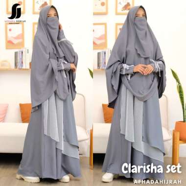 Gamis syari jilbab cadar Clarisha katun baju set hijab instan free niqab terbaru M rosebrown