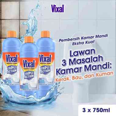 Vixal Pembersih Porselen & Kamar Mandi HCl Anti Kerak Bandel Ekstra Kuat 750 mL [3 Pcs]