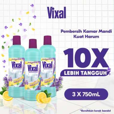 Vixal Pembersih Porselen & Kamar Mandi HCl Anti Kerak Bandel Kuat Harum 750 mL [3 Pcs]