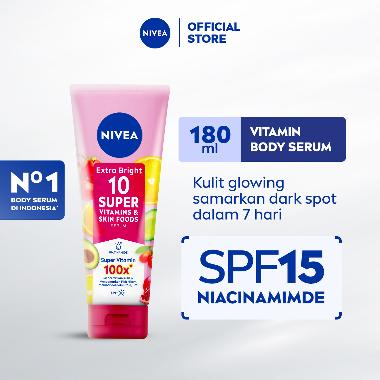 Promo Harga Nivea Extra Bright 10 Super Vitamins & Skin Food Serum 180 ml - Blibli