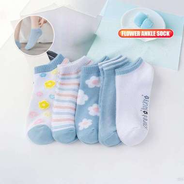 OEM ONE-P189 Kaos Kaki Wanita Motif Stroberi Bunga Fashion Korea / Kaus Kaki Pendek Semata Kaki Wani