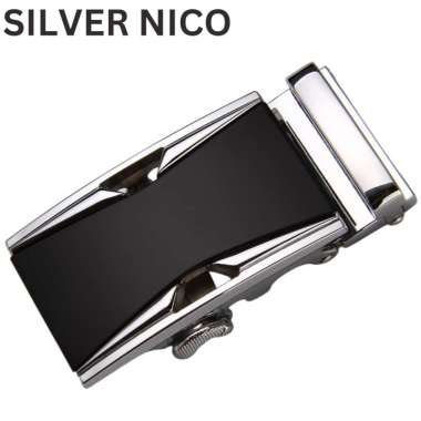 AUTO BUCKLE kepala gesper IKAT PINGGANG REL ikat pinggang otomatis SILVER NICO