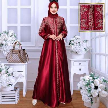 Baju Gamis Wanita AUDY DRESS Baju Muslim Ori Model Renda marun