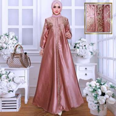 Baju Gamis Wanita AUDY DRESS Baju Muslim Ori Model Renda dusty