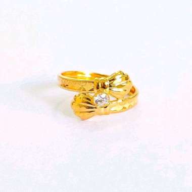 Cincin Tali Silang Lingkar Shell Kerang Permata Emas Asli 1gr sz 16
