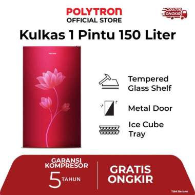 POLYTRON Kulkas 1 Pintu Metallic 150 Liter PRB 159R