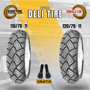 SEPASANG Ban Motor VESPA PRIMAVERA // SWALLOW DELI TIRE 110/70-11 dan 120/70-11 Tubeless