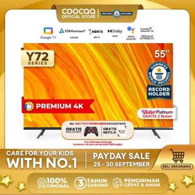 COOCAA TV 55 inch Y72 - 4K GOOGLE TV - EYE CARE - Google Assistant - Dolby Audio - Low Blue Light -