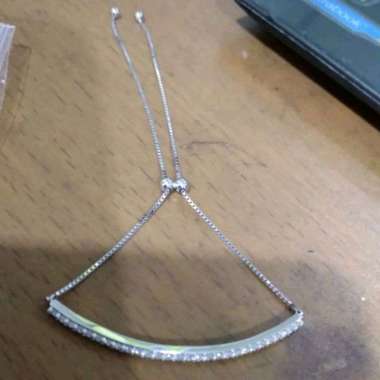 Gelang Serut Plat Permata Koleksi Josean Elegant Emas Putih Asli