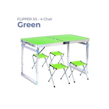 Goto Flipper Table Meja Makan Lipat Set Koper Camping Outdoor Portable XS 4C GREEN