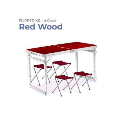 Goto Flipper Table Meja Makan Lipat Set Koper Camping Outdoor Portable XS 4C R WOOD