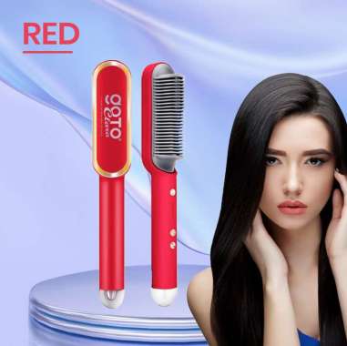 Goto Clara Catokan Rambut Catok Sisir Pelurus Hair Straightener 2 in 1 Red