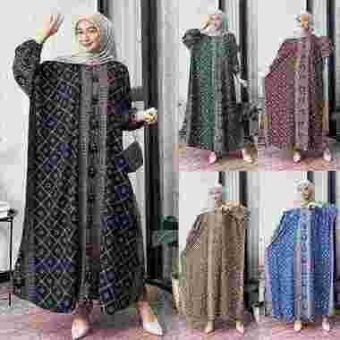 AFAREEN - KAFTAN DRESS MUSLIM WANITA GAMIS KAFTAN LONGDRESS SUPER JUMBO ARMY