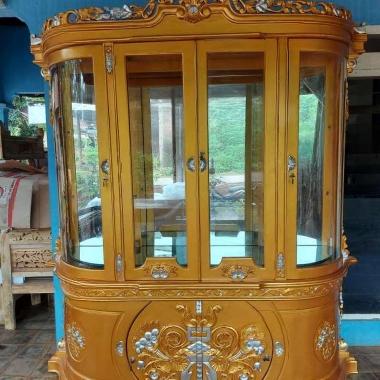 Lemari hias ruang tamu kayu jati ukiran jepara -