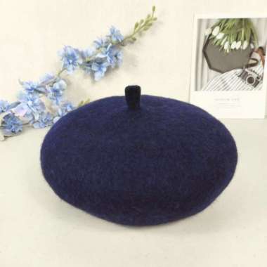 PREMIUM Baret Winter Collection Topi Pelukis Beret Cewek Asli Wool Navy