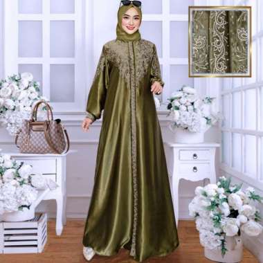 KRS2 model gamis terbaru 2023 simple elegan kombinasi polos bordir army