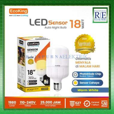 Lampu bohlam LED Sensor Cahaya 18 Watt - 18W ECOKING Warmwhite