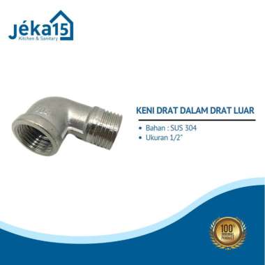 Keni Drat Dalam Drat Luar 1/2 inch//Elbow L Kuningan 304