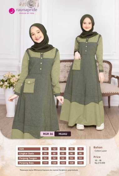 Rauna Gamis Remaja / RGR -36 / Fashion Muslim 16 Hijau